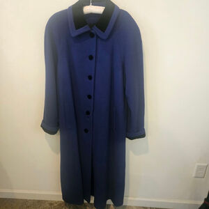 Women's Projections Vintage Blue Pea Coat with Black Velvet Collar Size 12T